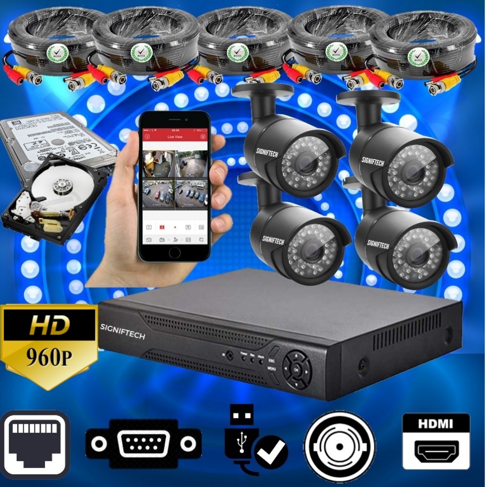4 CCTV CAMERAS 960 HD WITH 4 CHANNEL DVR &  WITH ONLIONE SOFTWARE